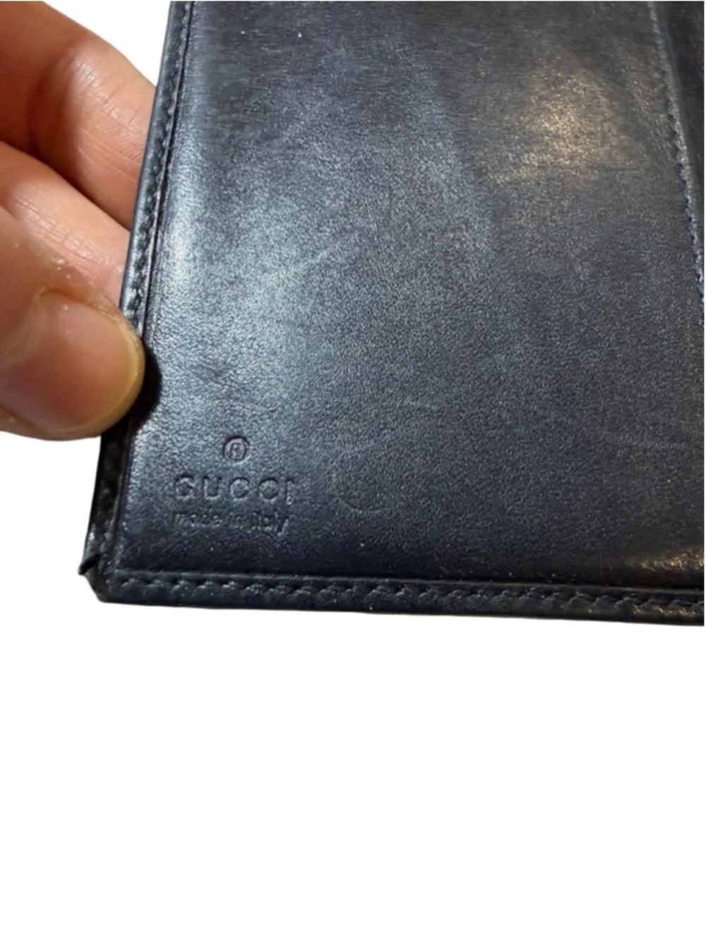 Gucci Black Leather Long Wallet Continental Snap Vintage Made in Italy flaw - Picture 10 of 15